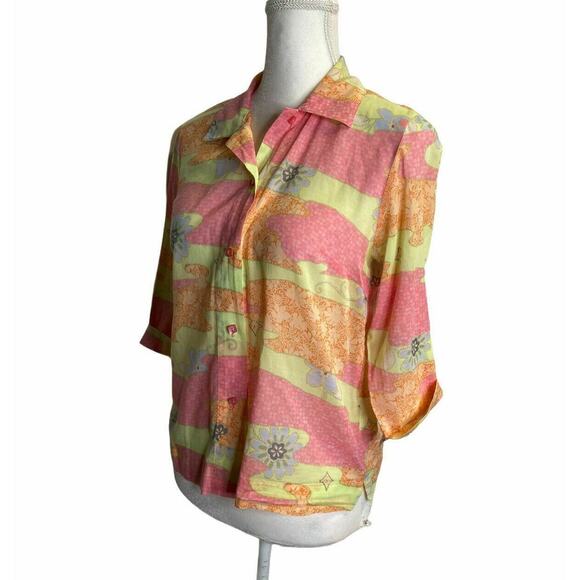 Sigrid Olsen Collection Women's Patchwork Button Up Shirt Blouse Floral Sz Small - Picture 8 of 8